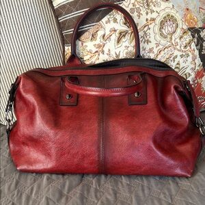 Burgundy Red Leather Handbag satchel purse